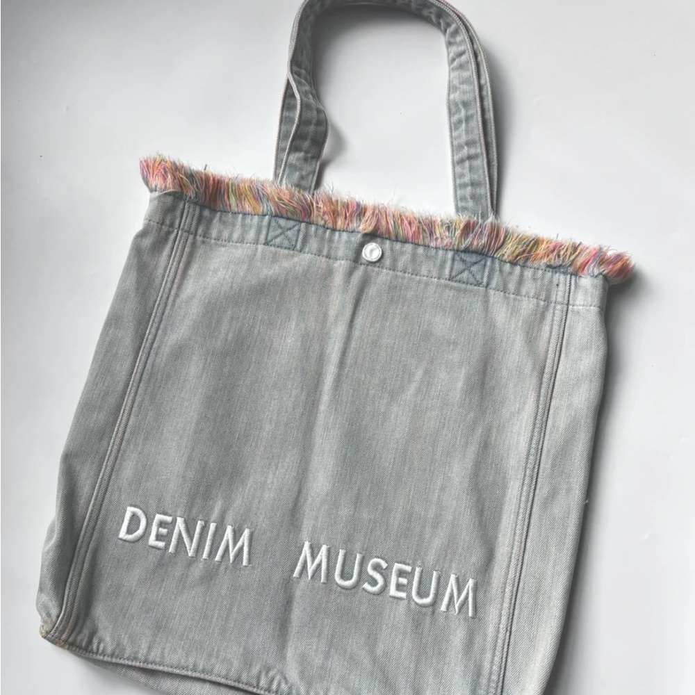 Gray Denim Tote with Vintage Frayed Edges